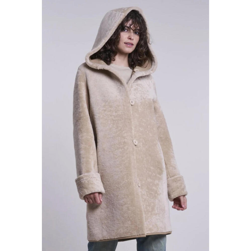 NEW, Blue Duck 7511hd Genuine Shearling Reversible Coat in Beige Sz L #DC599